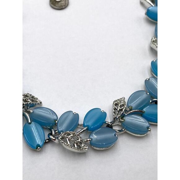 Lisner Vintage Necklace Thermoset Blue 19.5 Signed Hook Clasp Estate - Picture 8 of 10